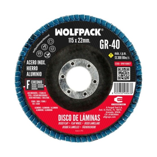 Disco Laminas Lija Circonio Inox - Plus 115x22 mm, grano 40 al por Mayor | Almacén de Ferretería