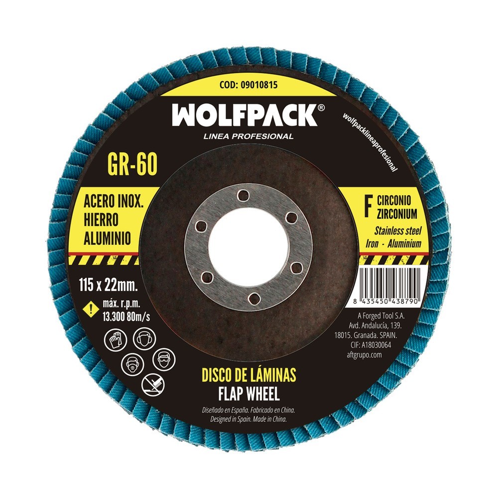 Disco Laminas Abrasivo Para Amoladora Ø 115 mm, Grano 60 Disco Laminado Acero, Disco Lija Acero Inoxidable, Disco Pulidor Acero 