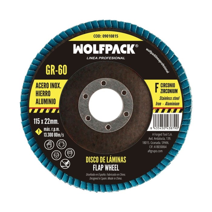 Disco Laminas Abrasivo Para Amoladora Ø 115 mm, Grano 60 Disco Laminado Acero, Disco Lija Acero Inoxidable, Disco Pulidor Acero 