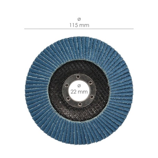 Disco Laminas Abrasivo Para Amoladora Ø 115 mm, Grano 60 Disco Laminado Acero, Disco Lija Acero Inoxidable, Disco Pulidor Acero 