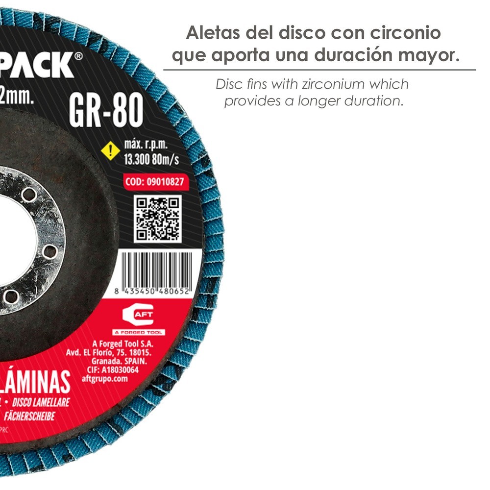 Disco Lamina Lija Circon Inox - Plus 115x22 mm, Grano 80 al por Mayor | Almacén de Ferretería