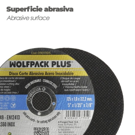 Disco Corte Abrasivo Acero Inoxidable Ø 125 x 22,2 Mm, Espesor 1,0 Mm, al por Mayor | Almacén de Ferretería