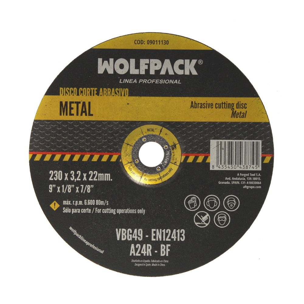Disco Corte Abrasivo Metal Ø 230 x Ø 22 mm, Espesor 3,2 mm,Disco Radial / Amoladora Universal al por Mayor | Almacén de Ferreter