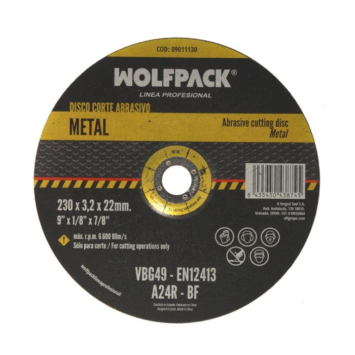 Disco Corte Abrasivo Metal Ø 230 x Ø 22 mm, Espesor 3,2 mm,Disco Radial / Amoladora Universal al por Mayor | Almacén de Ferreter
