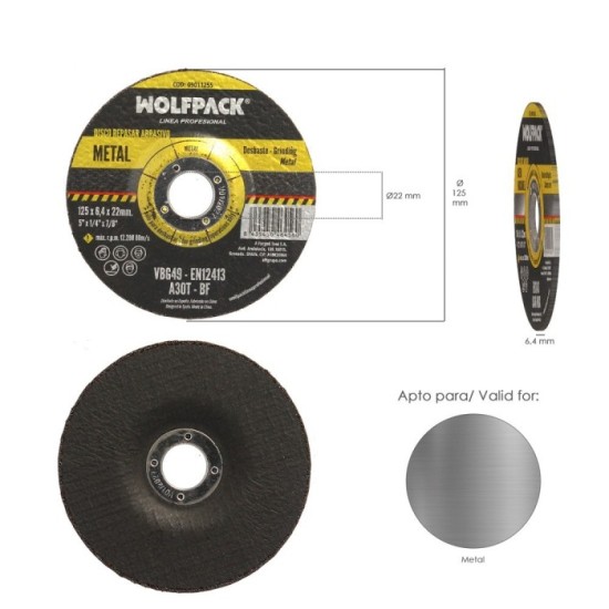 Disco Repasar Abrasivo Ø 125 x Ø 22 mm, Espesor 6,0 mm, Disco Radial / Amoladora Universal Compatible Con Todas Las Amoladoras a