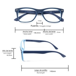 Gafas Lectura Illinois Azules, Aumento +3,0 Gafas De Vista, Gafas De Aumento, Gafas Visión Borrosa