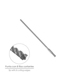 Broca Sds Plus 8 Filos Cortantes Especial Para Hormigon Armado Ø 6,5 x 260 mm, Broca Paredes, Broca Cimientos, Broca Muros