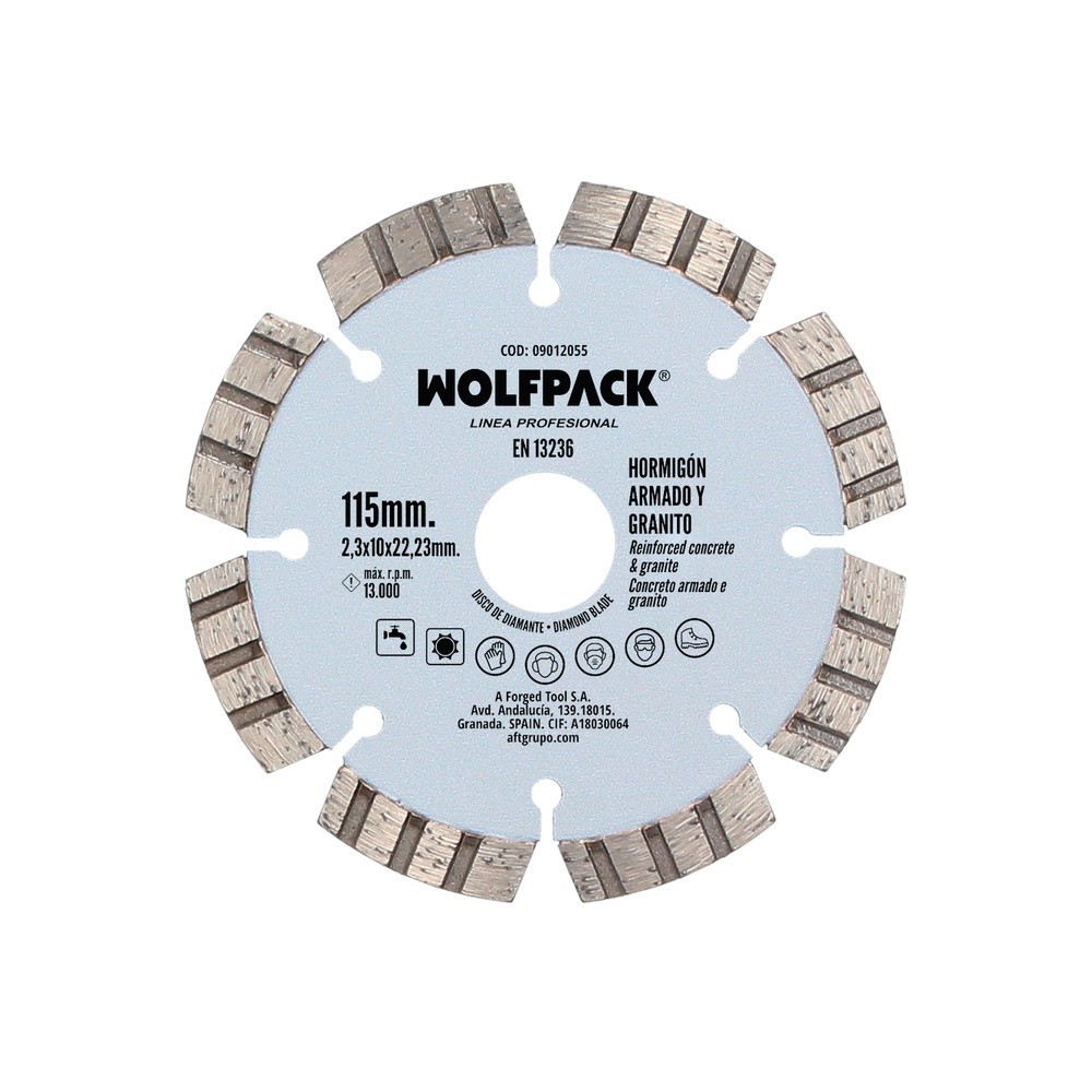 Disco Diamante Hormigon Armado / Granito Ø 115 mm, Segmento Diamantado 10 mm, al por Mayor | Almacén de Ferretería