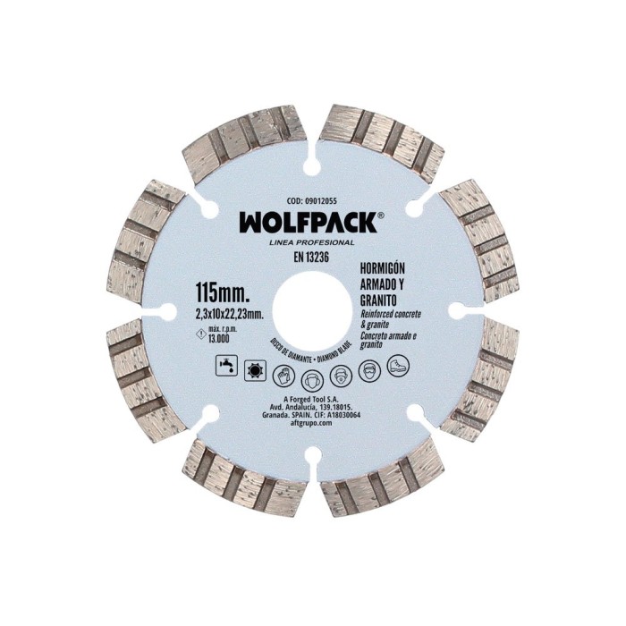 Disco Diamante Hormigon Armado / Granito Ø 115 mm, Segmento Diamantado 10 mm, al por Mayor | Almacén de Ferretería