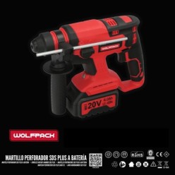 Martillo SDS PLUS A Bateria 20 Volt, Con Bateria 4,0 Ah, 1,400 R,P,M, 3 Funciones Cincelar, Perforar y Perforar con Martillo
