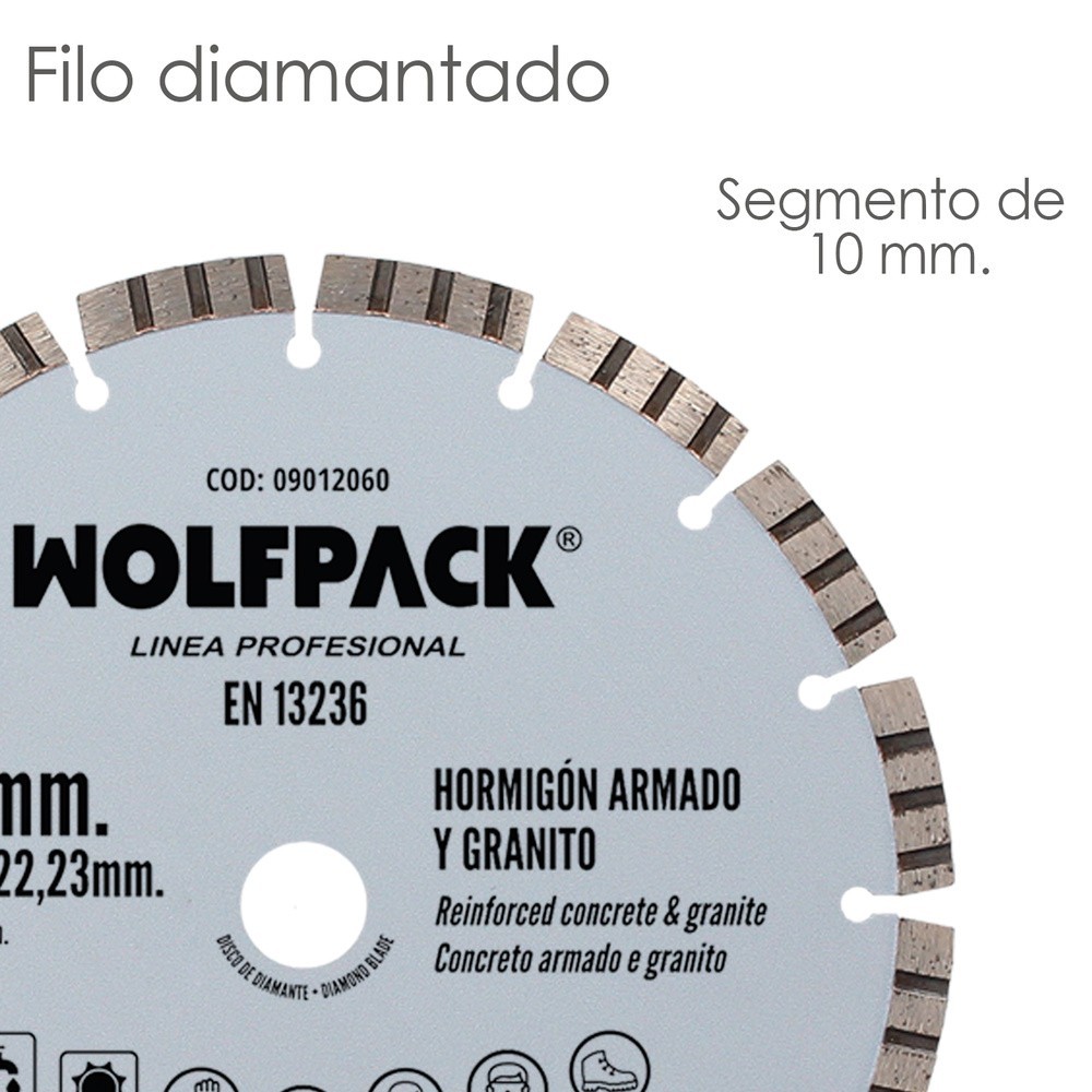 Disco Diamante Hormigon Armado / Granito Ø 230 mm, Segmento Diamantado 10 mm, al por Mayor | Almacén de Ferretería