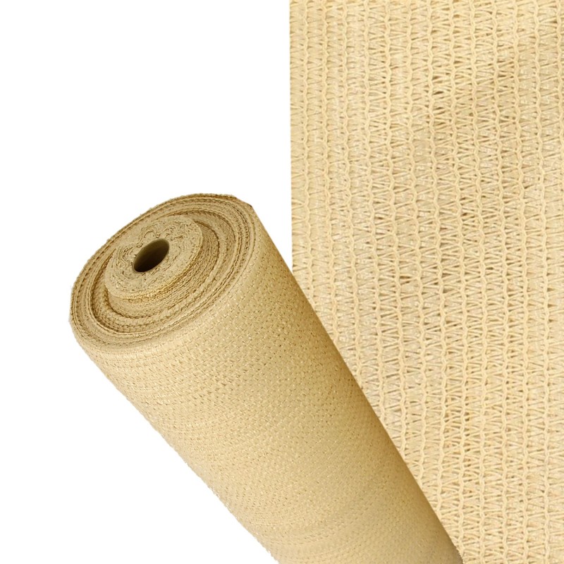 Malla Sombreo Rollo 1,5 x 50 metros, Reduce Radiación, Protección Jardín y Terraza, Regula Temperatura, Color Beige