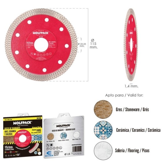 Disco Diamante Ø 115 mm, Porcelanicos, Gres, Ceramica, Solerias, Segmento Diamantado 10 mm, al por Mayor | Almacén de Ferretería