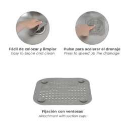 Protector Desagüe Silicona Cocina Baño 145 x 145 mm,