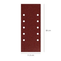 Lija Recambio Con Velcro 115x280 mm, con Agujeros Grano  180 (10 Piezas)