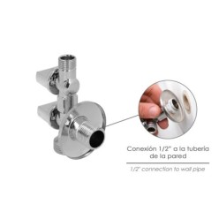 Llave De Escuadra Doble Salida 3/4" y 3/8", Entrada De 1/2", Llave De Paso Doble, Llave Angular Doble, Toma Lavadora Doble,