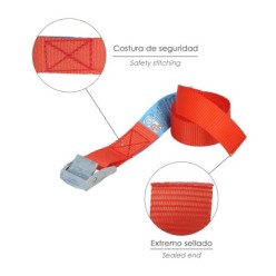 Cinta De Amarre Con Trinquete 2,5 metros x 25 mm, Trinquete Metalico Automatico, Cincha, Eslinga Mercancia, Correa Sujeción