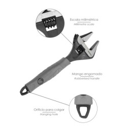 Llave Ajustable Gran Apertura Compact, Cromo Vanadio 8" Llave Inglesa, Llave De Expansion, Llave Gran Apertura
