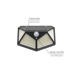 Aplique Solar Led Con Sensor De Luz y De Movimiento 270 Lumenes Ip4x Foco Led A Bateria, Foco Solar,