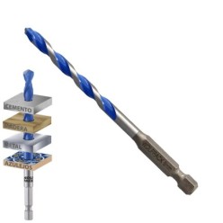 Broca Universal Hexagonal  Ø 6,0 mm, (Blister 1 Pieza) Broca Azulejos, Cerámica, Mármol, Hormigón, Metal, Madera, Plástico