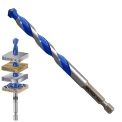 Broca Universal Hexagonal  Ø 10,0 mm, (Blister 1 Pieza) Broca Azulejos, Cerámica, Mármol, Hormigón, Metal, Madera, Plástico