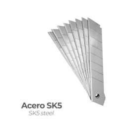 Hoja Cutter 18 mm, (Estuche 10 Piezas) Acero Sk5