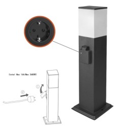 Poste Baliza Jardin Ip44 Con Enchufe Negro