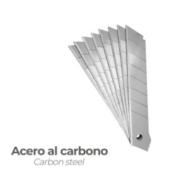 Hoja Cutter 18 mm, (Estuche 10 Piezas) Acero al Carbono,