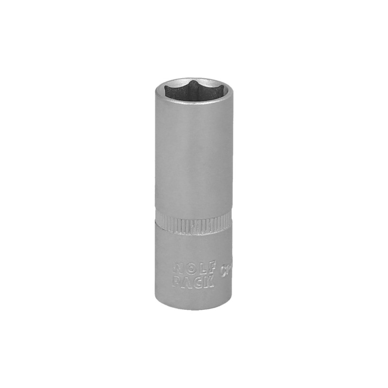 Llave Vaso 1/4" Hexagonal Larga 13 mm, Perfil de 6 caras, Acero Cromo Vanadio, Aristas Redondas
