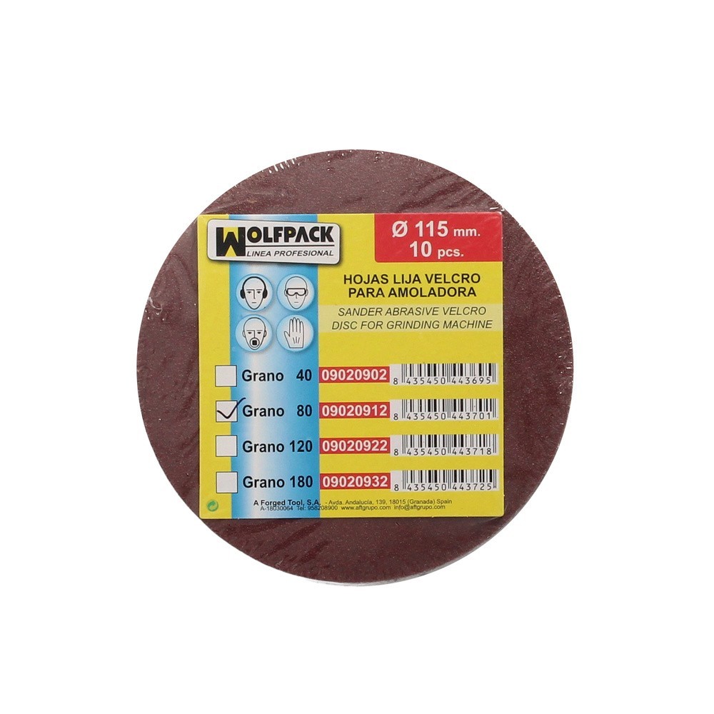 Lija Recambio Velcro Para Amoladora Ø 115 mm, Grano  80 (10 Piezas) al por Mayor | Almacén de Ferretería