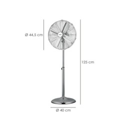 Ventilador Pie Ø 44,5 cm, Altura 130 cm, 60 watt, Ventilador oscilante, Ventilador Pie silencioso, Circulador de aire,