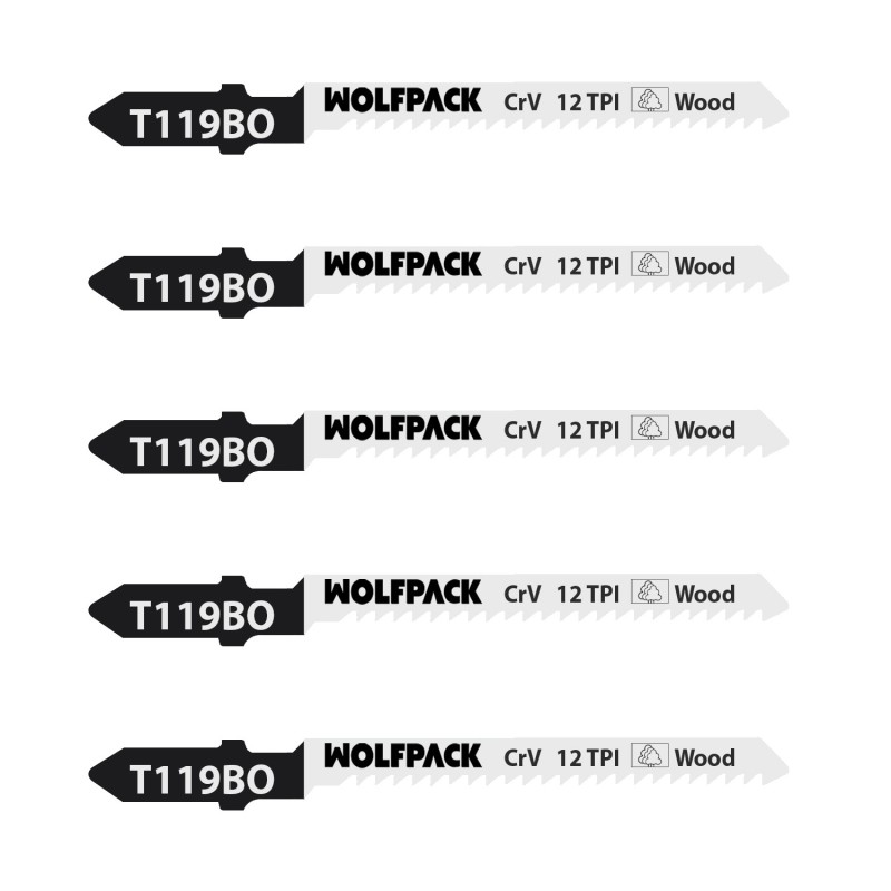 Hojas Sierra Calar Para Madera Corte Fino 5 Piezas, Hoja Cromo Vanadio 58, Vastago T Universal