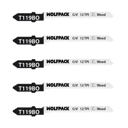 Hojas Sierra Calar Para Madera Corte Fino 5 Piezas, Hoja Cromo Vanadio 58, Vastago T Universal
