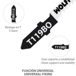 Hojas Sierra Calar Para Madera Corte Fino 5 Piezas, Hoja Cromo Vanadio 58, Vastago T Universal