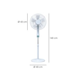 Ventilador Suelo Silencioso Con Mando, Ø 43 cm, Altura 140cm, 55 watt, 55 watt, Ventilador programable, Ventilador oscilante,
