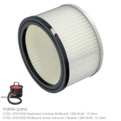 Filtro Para Aspirador De Cenizas Aspirador Cenizas Wolfpack 1200 Watt, 15 Litros (Codigo 07010550)