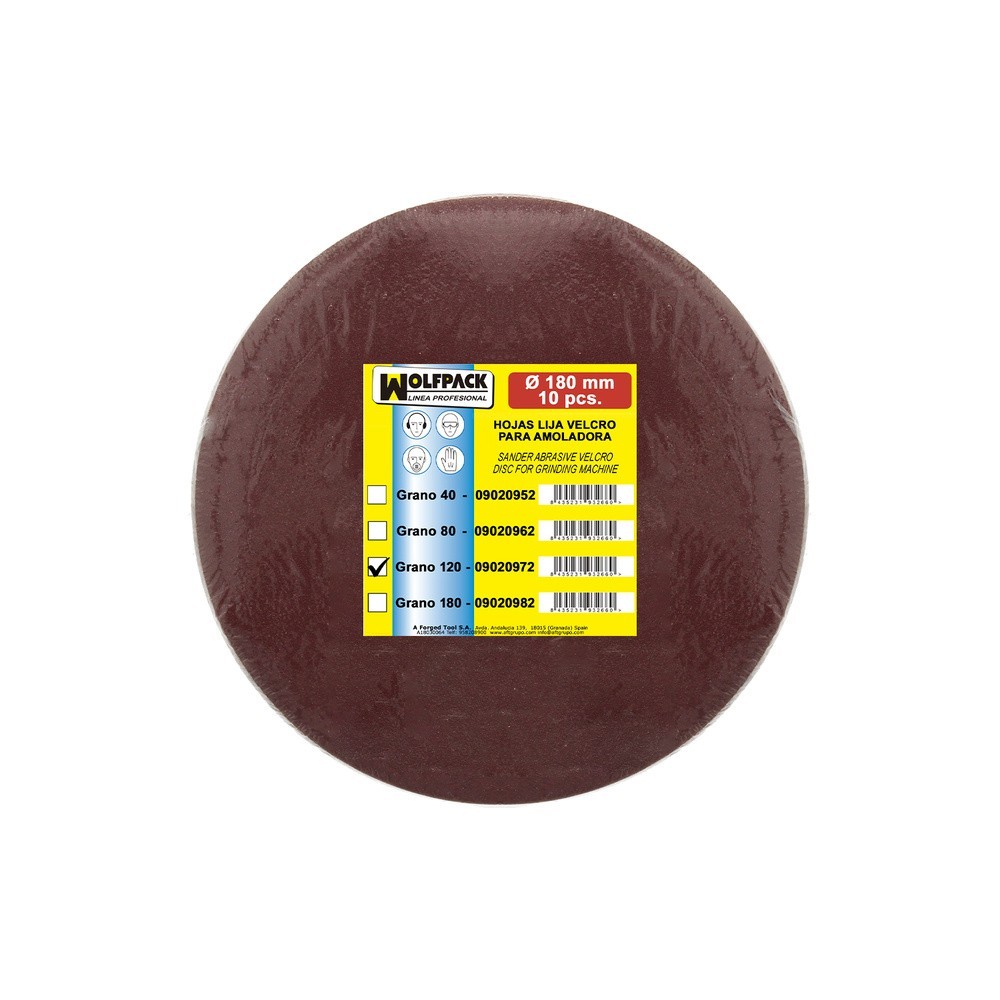 Lija Recambio Velcro Para Amoladora Ø 180 mm, grano 120 (10 Piezas) al por Mayor | Almacén de Ferretería