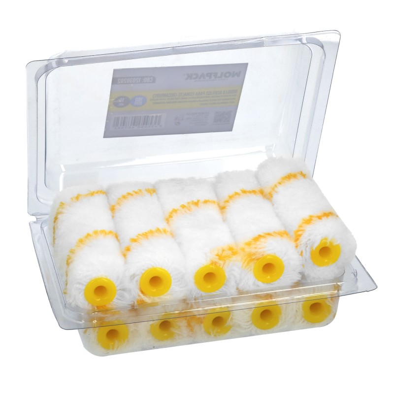 Rodillo Recambio Para Esmalte Acrilico 100 mm,  Set 10 Rodillos, Rodillo poliamida, Rodillo Pintura Acrilica