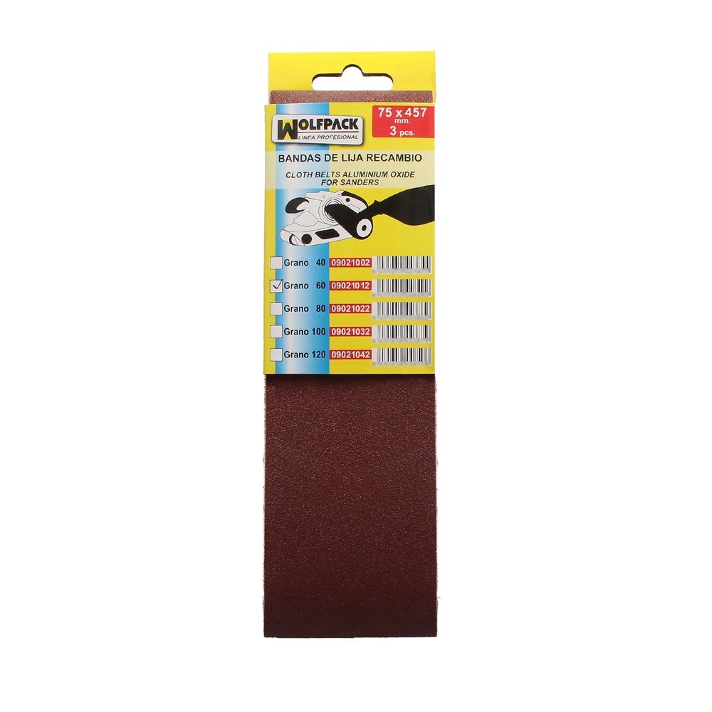 Lija Recambio Para Lijadoras De Banda  75x457 mm, grano  40 (Pack 3 Piezas) al por Mayor | Almacén de Ferretería
