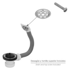 Valvula Fregadero  Ø70 mm, 1 1/2" Con Rebosadero