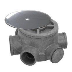 Bote Sifónico PVC Tuberias Ø 110 mm, Salidas Ø 50 y 40 mm, Altura 90 mm,