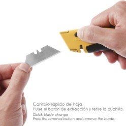 Cutter Con Hoja Retractil De 20 mm, Cambio Hoja Rápido Carcasa De Aluminio Agarre Engomado, Uso Profesional