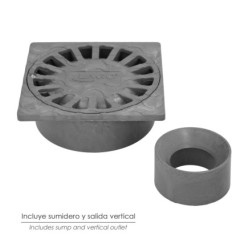 Sumidero Sifónico Pvc  25x25 cm, Salida De Ø 90 / 110 mm, desagüe, Desaguadero, Tragadero, Alcantarilla,