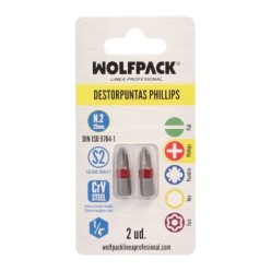 Puntas Largas Destornillador Phillips Nº 2 (2 Piezas), Acero S2 al Cromo Vanadio, Puntas Hexagonales, Destorpuntas,