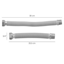 Tuberia Extensible Agua Acero Inoxidable Corrugado, Longitud de 22,5 a 30 cm, Tomas 3/4"