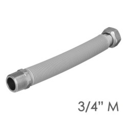 Tuberia Extensible Agua Acero Inoxidable Corrugado, Longitud de 22,5 a 30 cm, Tomas 3/4"
