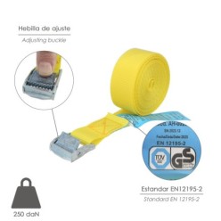 Cinta De Amarre Con Trinquete 4,5 metros x 25 mm,(2 Unidades) Trinquete Metalico Automatico, Cincha, Eslinga, Correa Sujeción