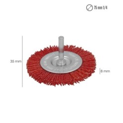 Cepillo Nylon Disco Ø 75 mm, 1/4", Lijar y Pulir Madera, Metal, Acero Inoxidable, Cepillo Taladro, Cepillo Pulir, Cepillo Lijar