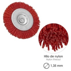 Cepillo Nylon Disco Ø 75 mm, 1/4", Lijar y Pulir Madera, Metal, Acero Inoxidable, Cepillo Taladro, Cepillo Pulir, Cepillo Lijar