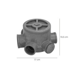 Bote Sifónico PVC Tuberias Ø 110 mm, Salidas Ø 50 y 40 mm, Altura 105 mm,